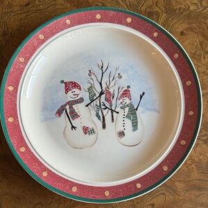 Royal Seasons Stoneware Vintage Christmas Snowmen Plates